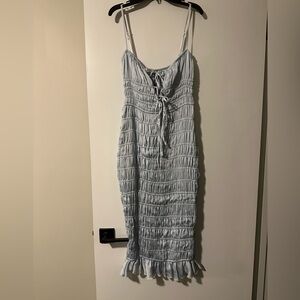 Oh Polly Sky Grey Ruched Dress